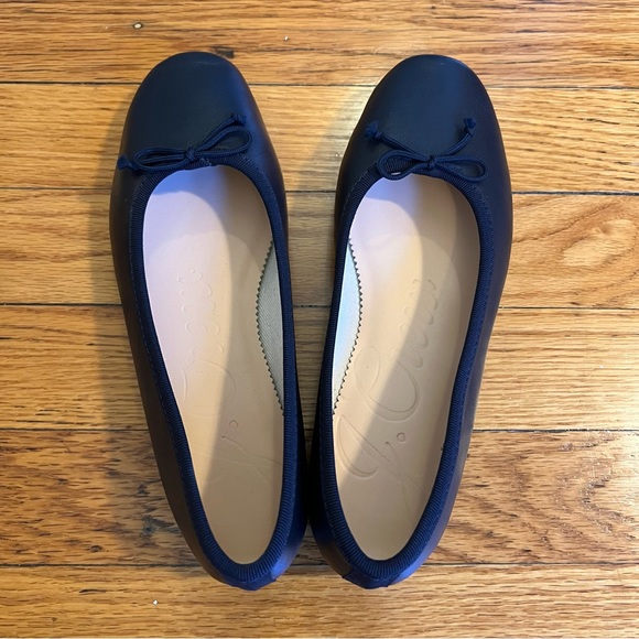 NWT JCrew Zoe Leather Ballet Flats - Navy 5.5 - Picture 8 of 8